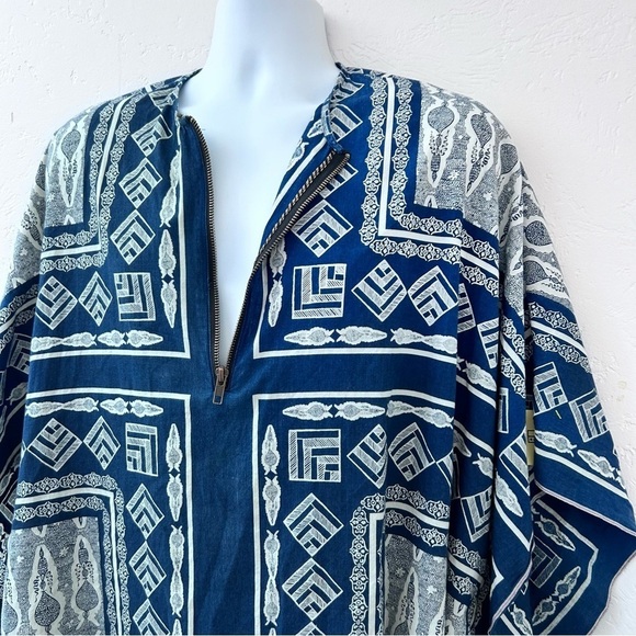BILLY REID Mens Tribal Print Oversized Poncho Shirt S Resort Wear - Picture 7 of 13